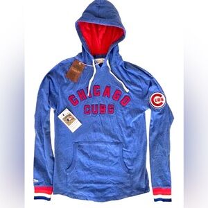 Men's Unisex Small Mitchell & Ness Embroidered Chicago Cubs Hooded Shirt NWT
